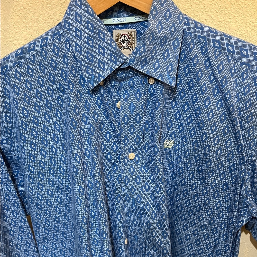 Cinch Men's Geometric Blue Shirt